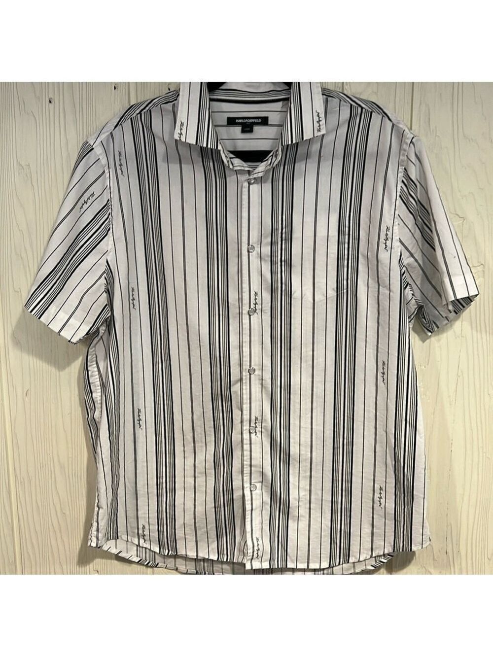 KARL LAGERFELD Paris Men’s Short Sleeve Button Down Shirt Pearl snaps Large